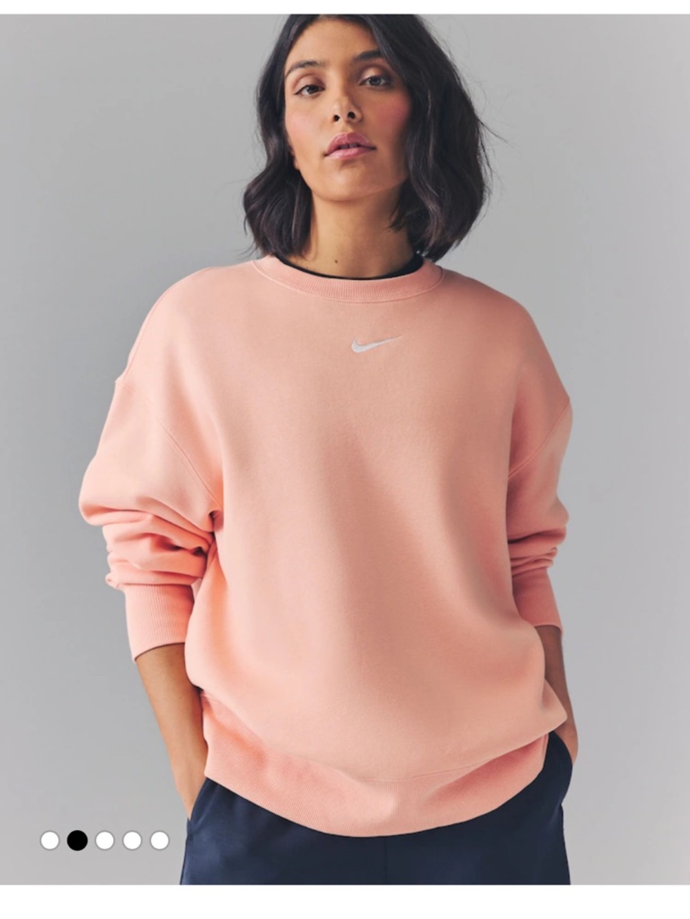 Nike Phoenix Fleece Oversized  Peach-Pink Apricot Crewneck Sweatshirt size M